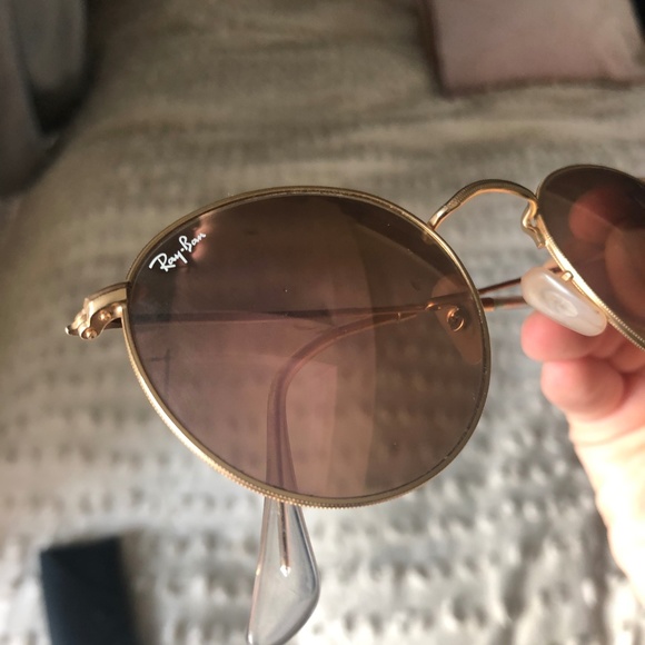 Rose Gold Round Ray Ban Sunglasses main image 8